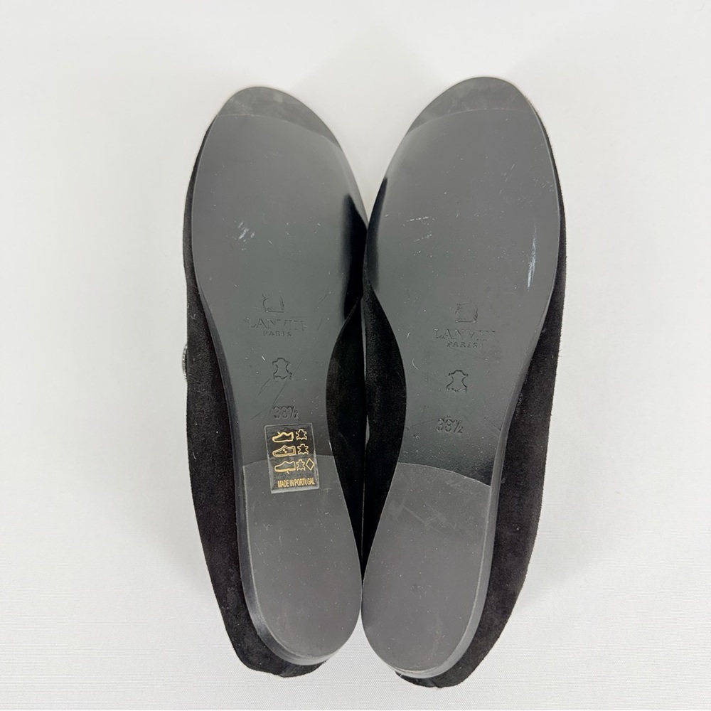 Lanvin Women’s size 38.5 Black Suede Gunmetal Loafers - Picture 10 of 12